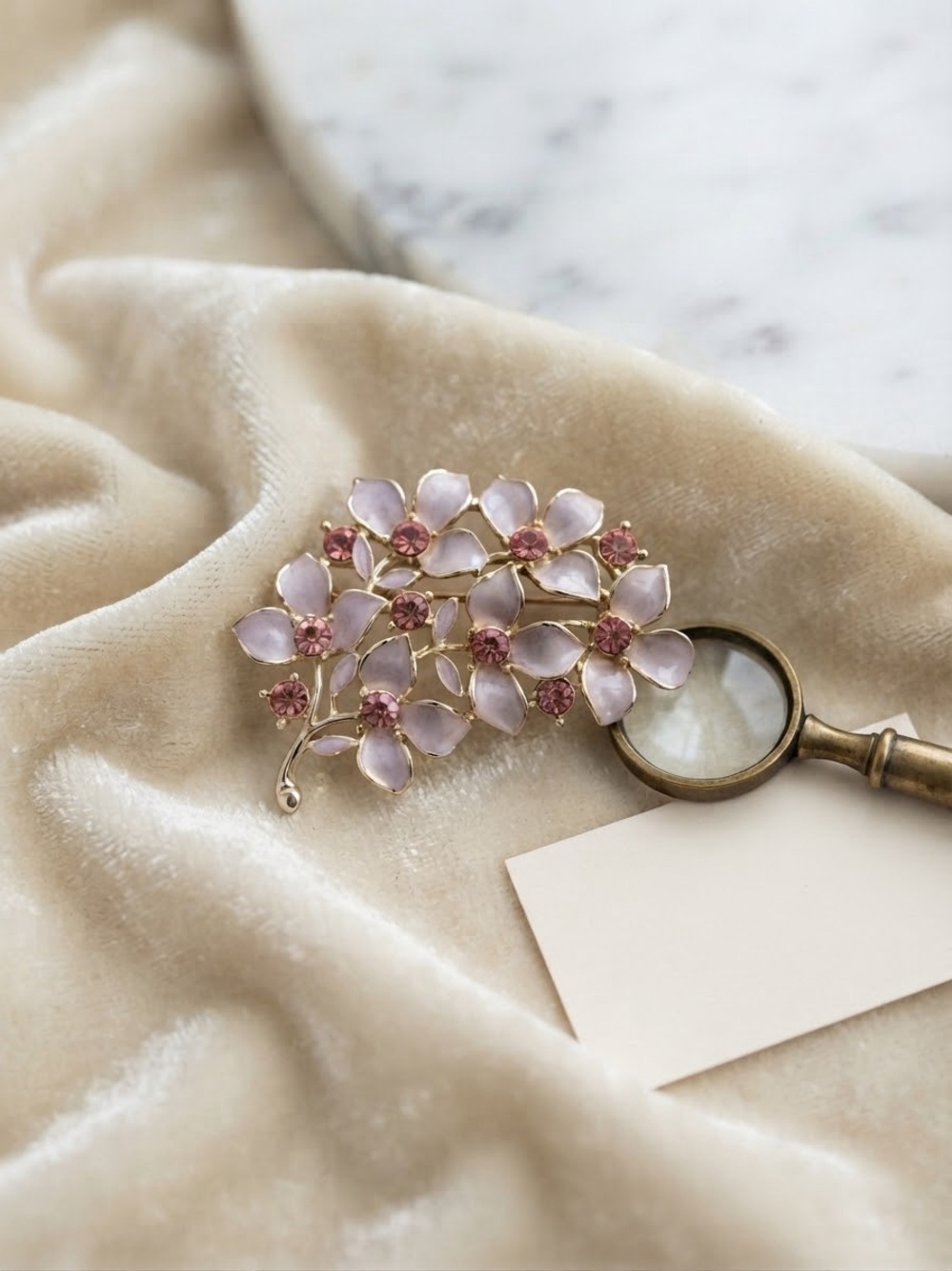 Pink Floral Crystal Brooch - Elegant Women’s Jewelry